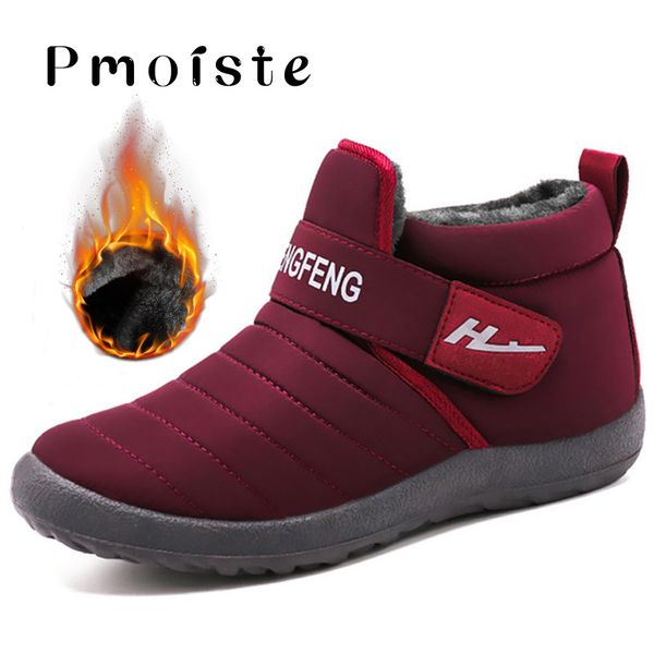 

women's boots winter large size 43-45 hook loop sturdy sole ankle boots women solid plush snow boots woman warm shoes c1011, Black;white