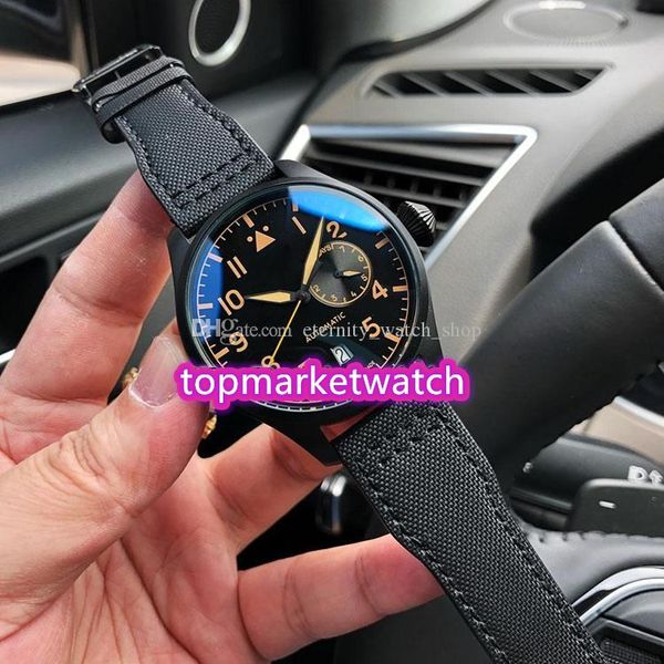 

factory 4 styles pilot 501005 power reserve black dial automatic mechanical 501004 mens watch steel case leather s, Slivery;brown