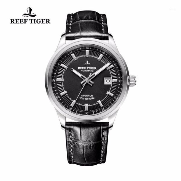 

reef tiger/rt watches new designer dress for business mens automatic genuine leather luminous watches with date watch rga80151, Slivery;brown