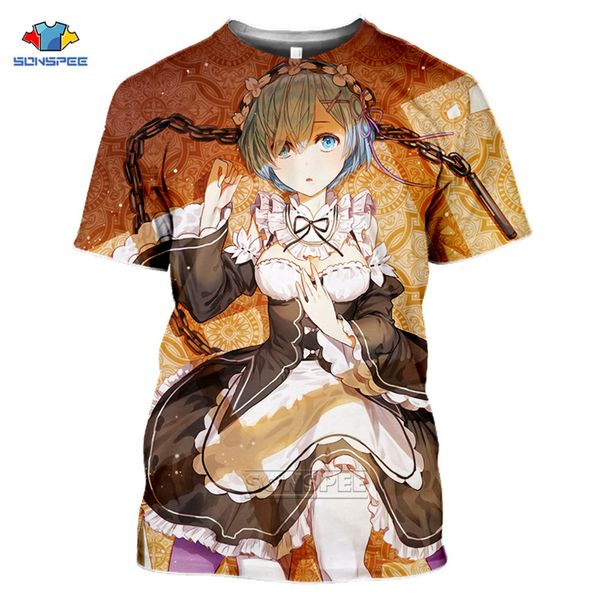

anime loli game summer re zero rem homme 3d print shirts harajuku oversized anime men clothing