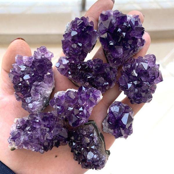 

natural raw amethyst quartz purple crystal cluster healing stones specimen home decoration crafts decoration qyloes, Black