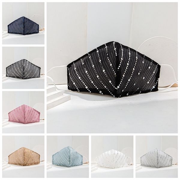 

sequin masks colors face 8 thin cotton for women cloth breathable anti-dust suncreen washable reusable mask rra3261