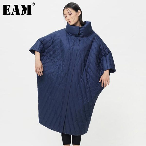 

eam] loose irregular big size long down jacket new three-quarter sleeve warm women parkas fashion autumn winter 2020 1da031, Black
