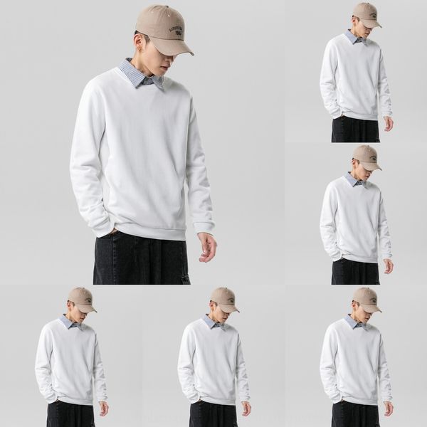 

новый сплошной цвет круглый свитер шеи для мужчин рыхлого износа пары wearsweater пара wearloverswear осенью и зимой 2020 jtxdl, Black
