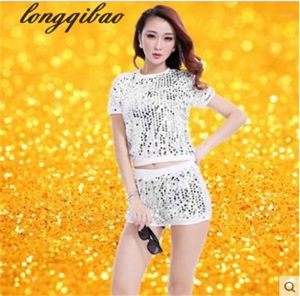 

the new modern dance performance clothing sequins ds female square dance jazz hip-hop clothing1, Black;red