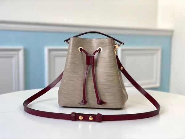 

m57032 adorable neonoe bb mini bucket bag fashion grained cowide leather galet gray drawstring shoulder bag messenger crossbody bag purses