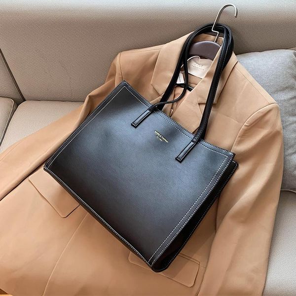 

black and white solid color shoulder bag large capacity fashion tote bag luxury hand