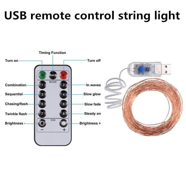 

string lights christmas fairy lights usb with 13 key remote 33ft 100 led waterproof decorative copper wire lights festival party bbyxfh