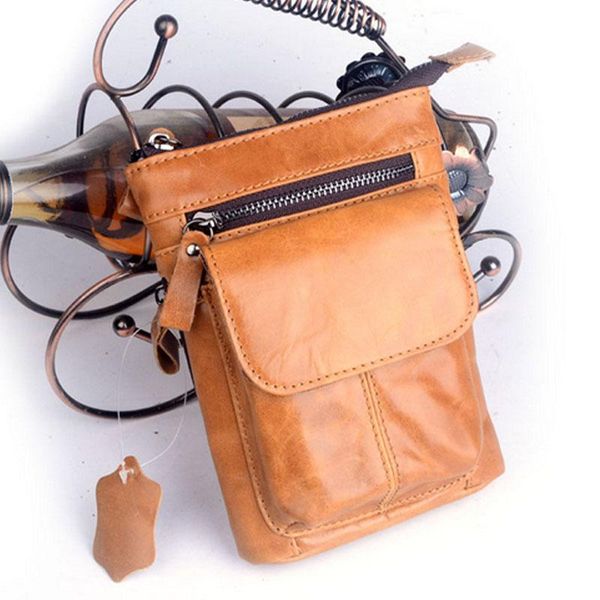 

waist bags men genuine leather brand crossbody shoulder bag fashion hook belt fanny phone case wallet