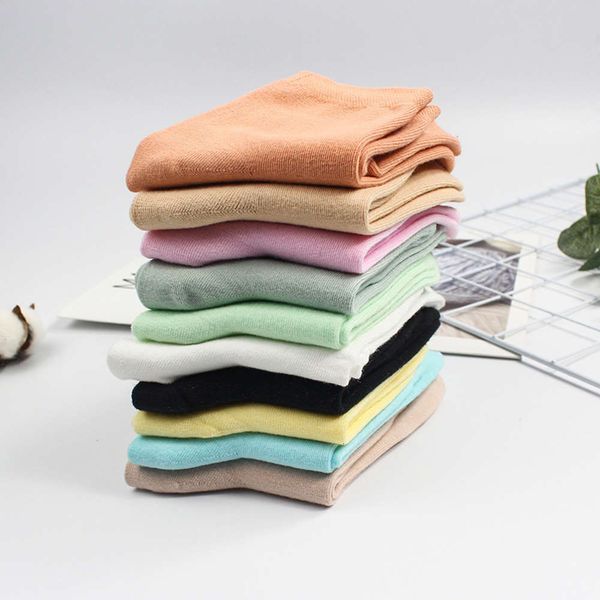 

2021autumn and winter children's candy color pure medium long tube cotton women's socks, Black