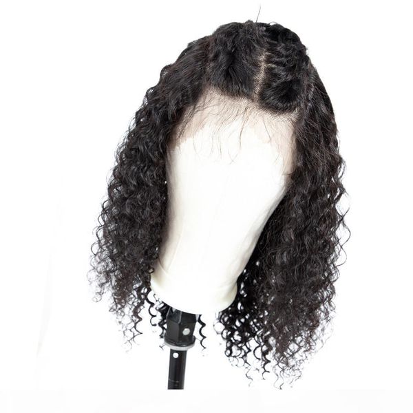 

bob curly lace front human hair wigs for black women with baby hair glueless pre plucked brazilian remy deep curly short bob wig, Black;brown