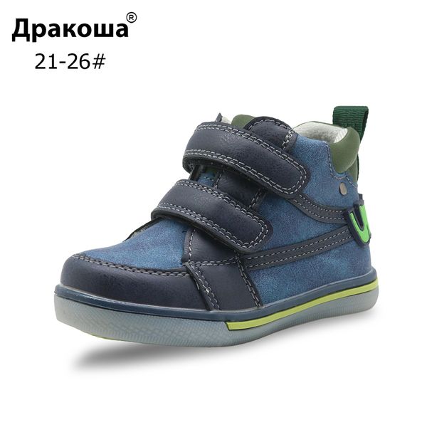 

apakowa boys shoes autumn kids pu leather ankle boots sports sneakers flat children' shoes for toddler kids with arch support 1028, Black;grey