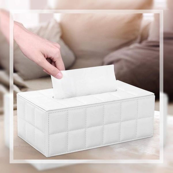 

tissue boxes & napkins pu leather box rectangular napkin holder paper case cover table for home office car automotive decoration1