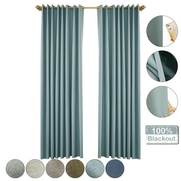 

curtain & drapes 100% blackout material double layer heat light panel blocking black line bedroom thermal insulated d30