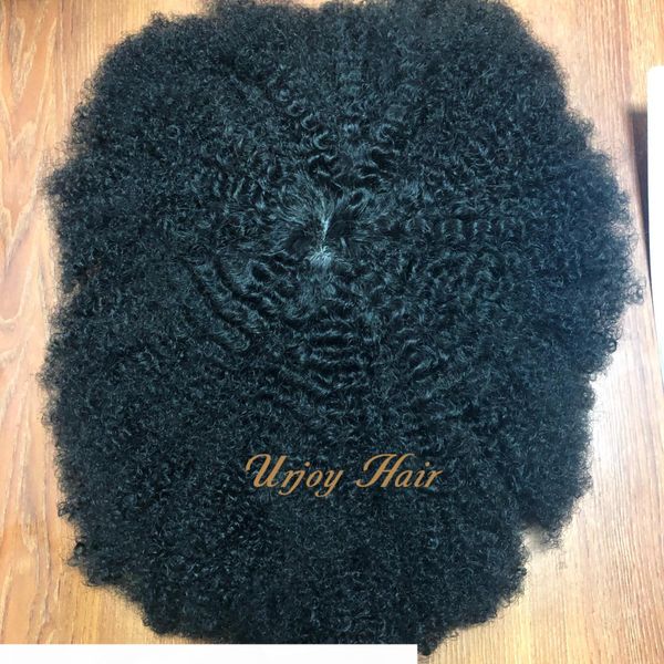 

african american afro hair full thin skin toupee v-looped indian human hair replacement afro kinky curl hair for black men