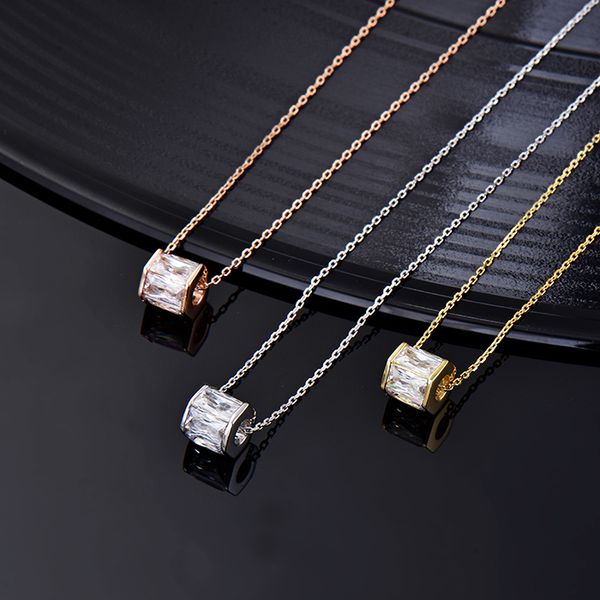 

designer fashion 925 sterling silver jewelry 3a cubic zirconia party necklace q0531