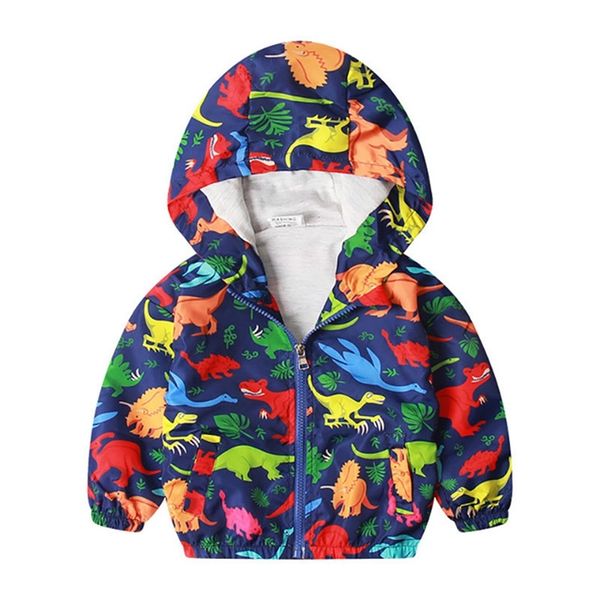

27kids 2-7 years autumn kid jacket children hooded coat boys outerwear clothe spring windbreaker toddler cute dinosaur lj200812, Black