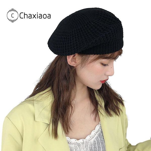

chaxiaoa korean knit beret fashion women soft octagonal hat autumn winter warm ladies girl solid color berets painter cap x261, Blue;gray