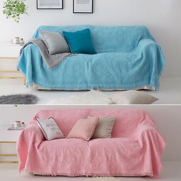 

solid blue throw blanket for sofa cotton rhombic plaid knitted throw blankets weighted blanket sofa cover home decor blankets