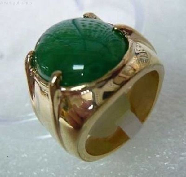 

factory9rnigreen size:8-12 natural men's jade ring jewelry real, Golden;silver