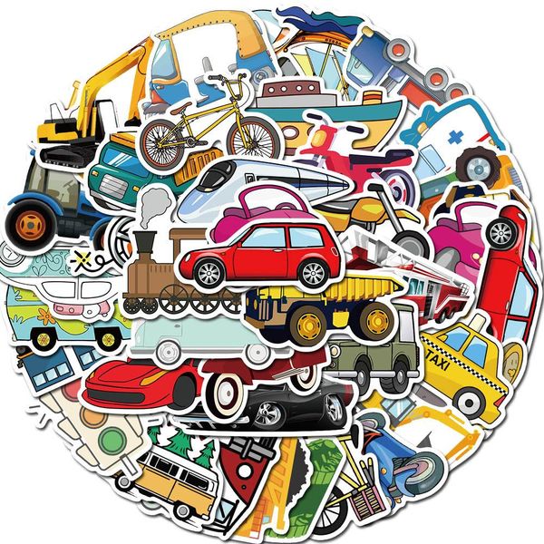 

10 30 50pcs mixed engineering vehicle car sticker pvc bus truck motorcycle stickers for kids toy diy lapskateboard decal qyllji mywjqq