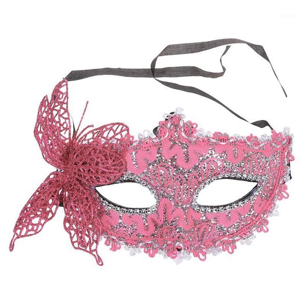

party masks women lace mask venetian masquerade ball carnival face, eye (pink)1