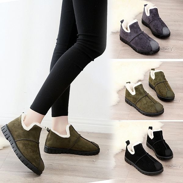 

ankle boots snow boots women flats winter fashion warm winter short boots new arrival women shoes fur plush insole shoes women y200114, Black