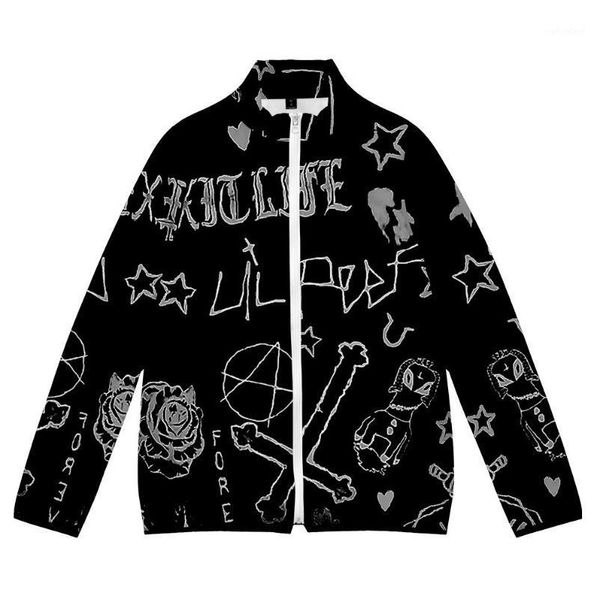 

men's down & parkas lil peep winter men hooded jacket 3d hand writting warm thick cotton waterproof women coats1, Black