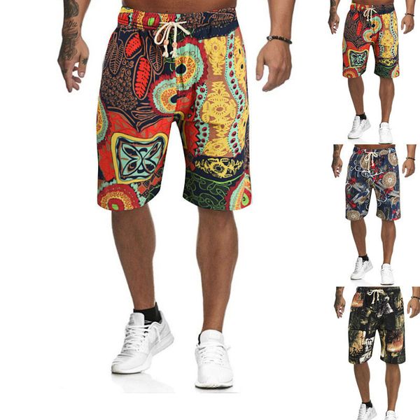 

summer mens beach shorts lace up multicolor printing loose casual shorts male designer swimwear pants