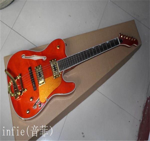 2022 nuova chitarra elettrica semi-cava F-hole chitarra accessori oro rocker rosso