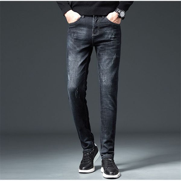 

jeans pants for men business casual denim pants distressed ripped biker pants streetwear mens jeans fashion denim black asain size28-38, Blue