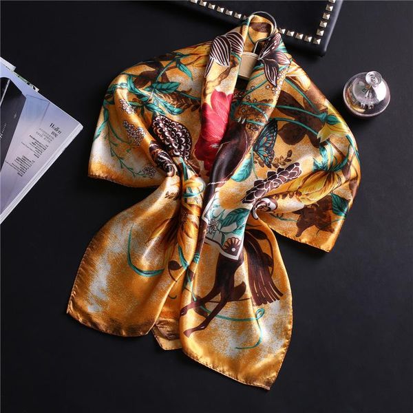 

женщины 2020 площадь шелковый сатин платки цветочные foulard хиджаб большие шали lady head группа обертывания солнцезащитный kerchief bbyzeb, Blue;gray