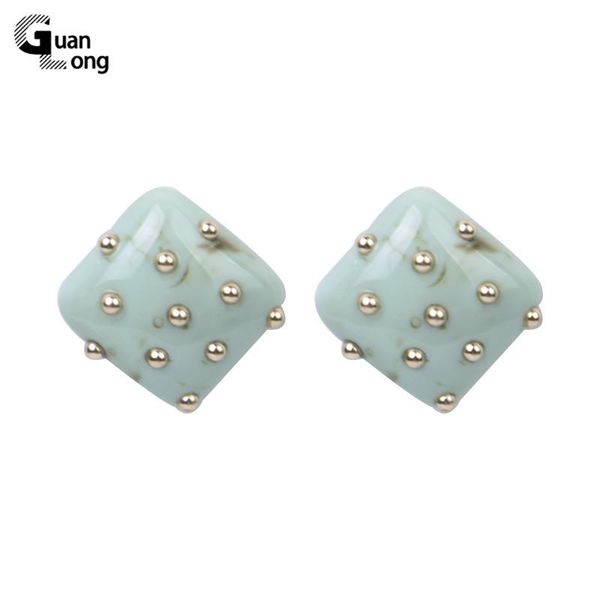 

guanlong metal spot resin acrylic stud earrings blue geometric ethnic big earring for women party korean earings fashion jewelry, Golden;silver