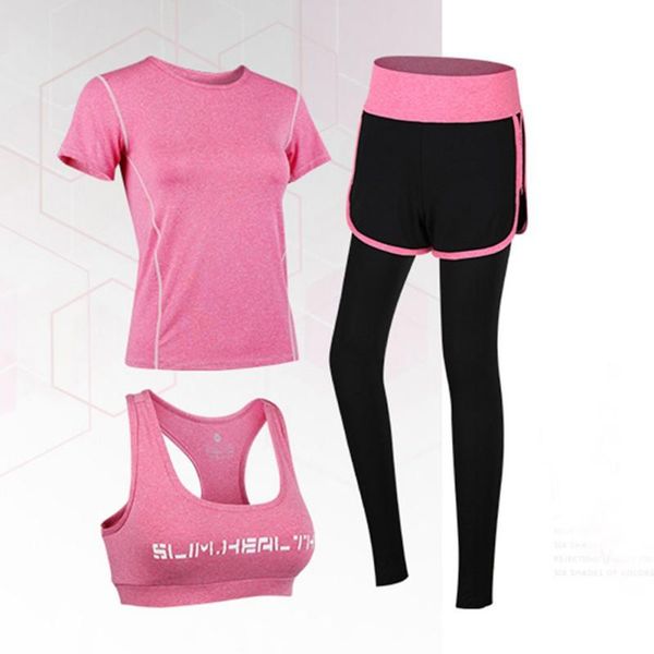 

yoga outfits 3 pcs set women\\'s suit fitness running gym clothing sportswear women, White;red