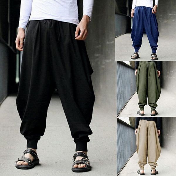 

2020 pants men new solid hip hop loose wide-leg harem pants casual cross-pants men's joggers dance fashion trousers male, Black