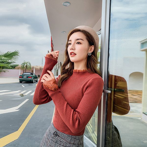 

autumn and winter round neck women's sweater new women's loose long-sleeved gray22 201031, White;black