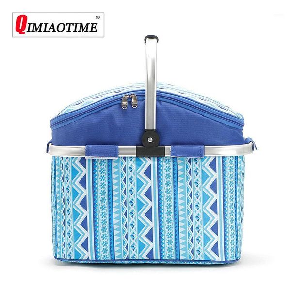 

cooler bag outdoor folding picnic basket 26l portable insulation basket waterproof oxford cloth multi-function picnic bag1
