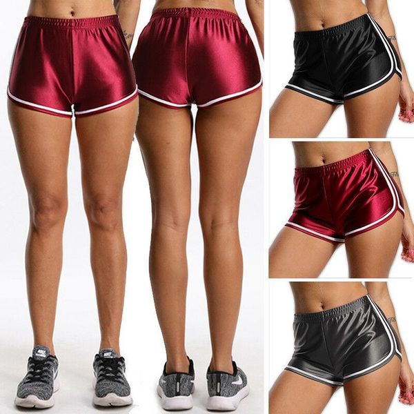 

summer women shorts silk stain egde fitness slim beach casual white shorts for women pole dance shorts, White;black