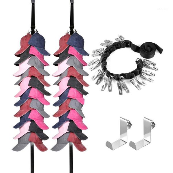 

hooks & rails 2021 baseball cap rack hat holder home organizer storage door closet hanger double nylon ball holder1