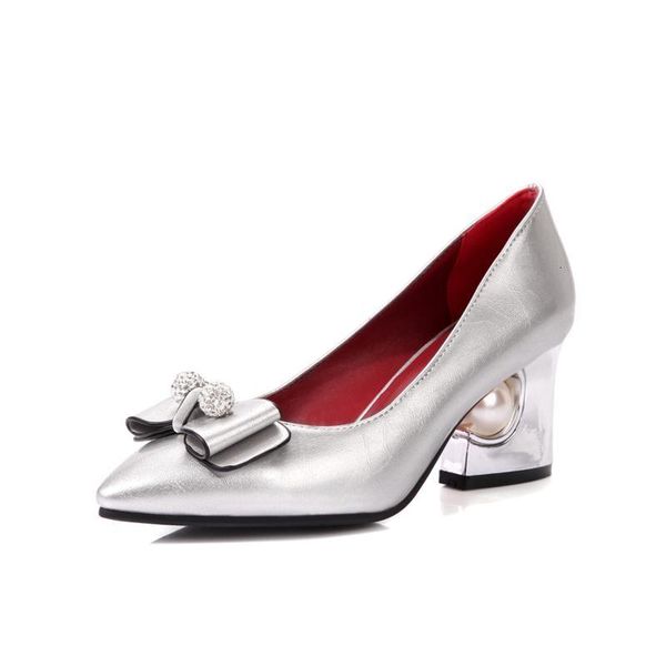 

fashionable 2021 new high-heeled wedding shallow women's shoes big 34-48 only bowtie pumps spring 19ne, Black