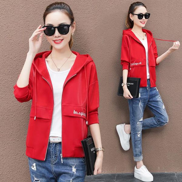 

women's jackets women short coats 2021 korean loose hooded cardigan jacket fashion spring clothing ladies baseball uniform outerwear, Black;brown