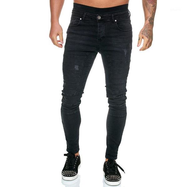 

new skinny jeans men streetwear destroyed ripped jeans hole hip hop male pencil biker embroidery patch pants1, Blue