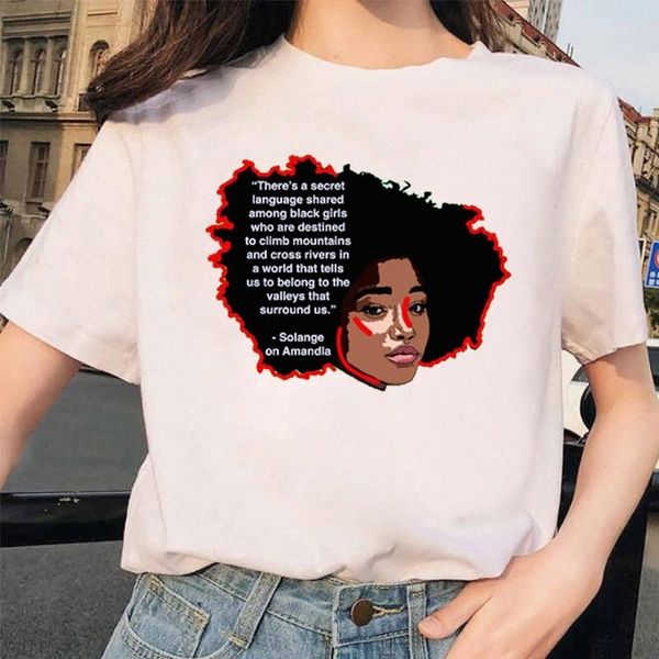 

ZOGANKIN Vogue Friends Tshirt Print Graphic Tees Women Melanin Black Girl Tops Summer New Fashion Lovely Femmale Shirts #Q95b, White