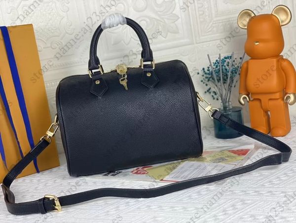 

speedy bandouliere 25 handbag black / beige cross body bag embossed grained leather padlock business shopping luxurys designers bags