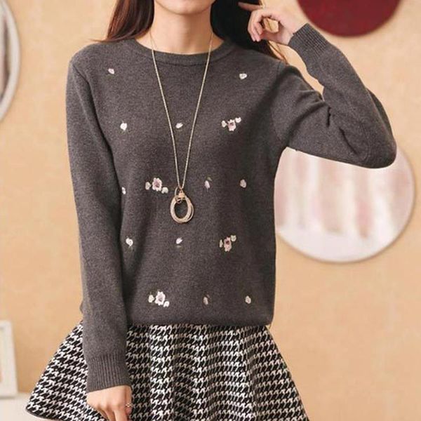 

autumn sweater women embroidery knitted winter women sweater and pullover female tricot jersey jumper pull femme, White;black