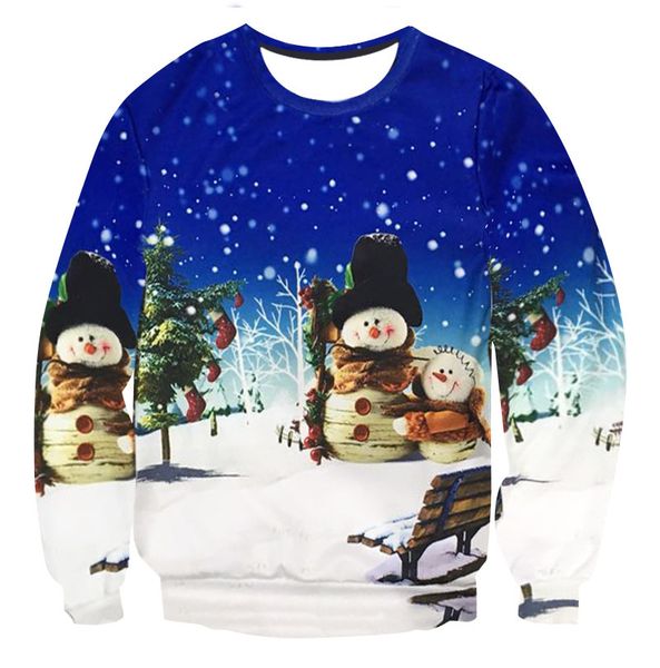 

2021 new ugly santa claus jersey and handsome pullover print 3d sweater outward female reindeer patterns christmas snowman n0un, White;black