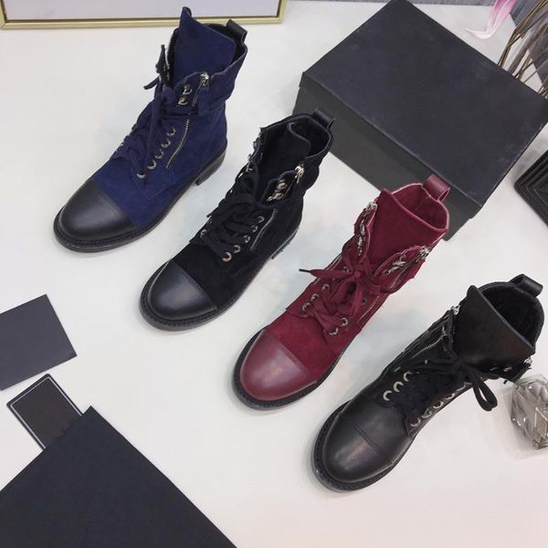 

boots women's winter classic genuine leather patchwork ankle brand, Black