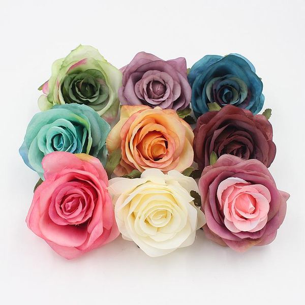 

decorative flowers & wreaths 5pcs 7.5cm real touch artificial roses silk heads diy wedding gift wreath collage craft