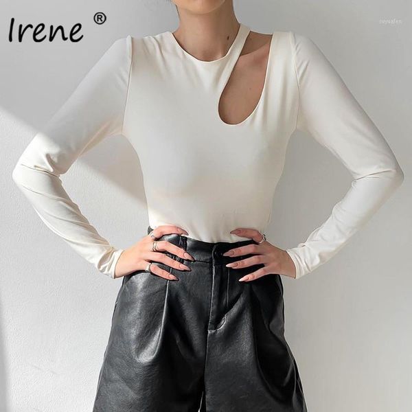 

irene 2020 long sleeve t shirts women fashion hollow out ladies basic casual black white autumn winter crop femme1