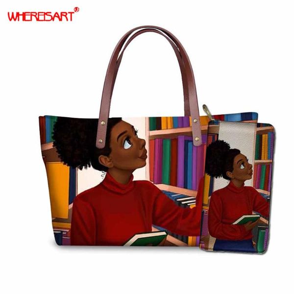 

whereisart black afro art beauty girls causal shoulder bags for women 2020 summer purse handbags shopper tote bag